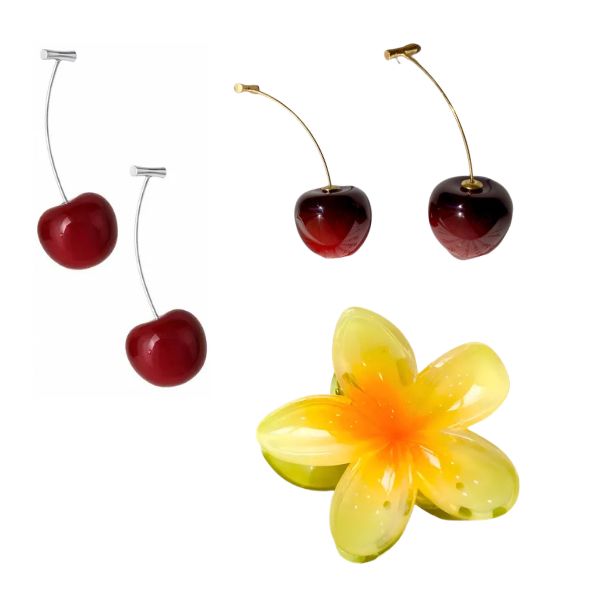 2 BRINCOS CEREJA   1 PIRANHA DE FLOR